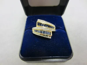  DAMEN-RING - 585-GOLD - 5 Leisten mit Saphir & Amsterd.Diamantrosen - um 1940 - Bild 1 von 8