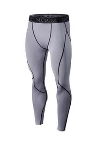 NOOZ Men's Compression Baselayer Legging Running Tights Black White Gray - Picture 1 of 11