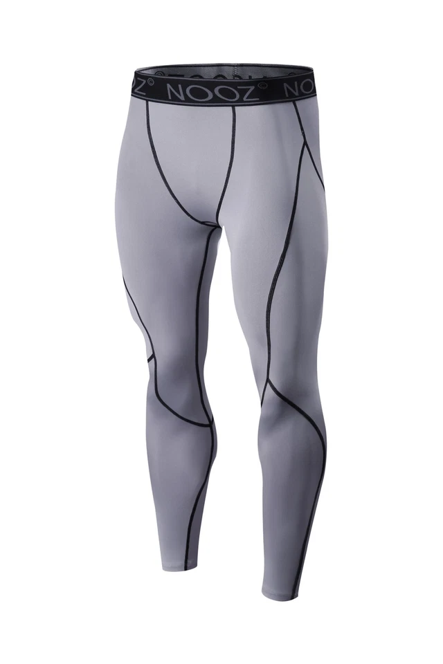 NOOZ Men's Compression Baselayer Legging Running Tights Black White Gray - Image 1 of 1