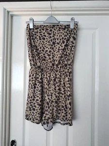 Boohoo Ladies Animal Print Strapless Shorts Playsuit. Size 6 - Picture 1 of 6