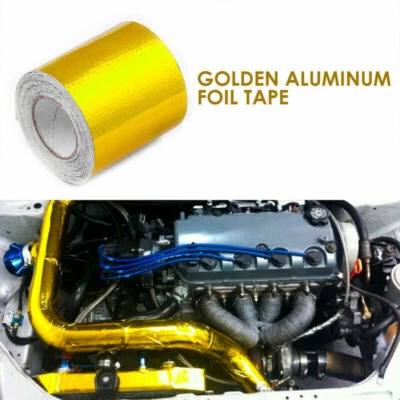 Car Gold Exhaust AirIntake Heat Shield Wrap Reflective Heat Barrier Thermal Tape - Image 1 of 4