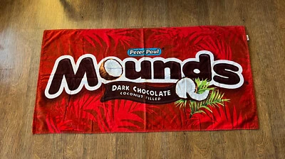 Vintage Peter Paul Mounds Chocolate Candy Bar Red Beach Towel Throw Over - Image 1 of 4
