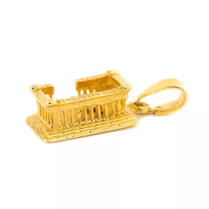 Parthenon Acropolis Charm Pendant 14K Yellow Gold - Ancient Greek Jewelry - Picture 1 of 8