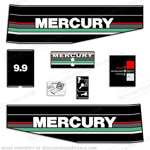 Fits Mercury 1991 9.9HP Outboard Engine Decals - Teal - Image 1 of 1