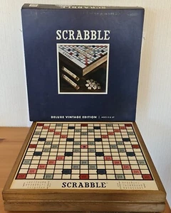 Scrabble Deluxe Board Game Rotating Turntable Wooden Storage Cabinet 2021 Vtg Ed - Picture 1 of 10