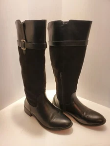 Rampage Women's Ianna Side-Zip Casual Tall Riding Boots Black Leather Size 8M - Picture 1 of 7