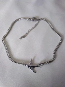 201 STAINLESS STEEL  SWALLOW  CHARM ANKLE BRACELET FOR SUMMER/CASUAL/BEACH WEAR - Picture 1 of 5