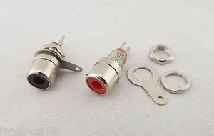10x RCA Phono Female Chassis Screws Panel Mount Socket Metal Connector Black Red - Picture 1 of 5
