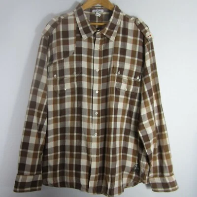 New Artful Dodger Mens 4XL Brown Plaid 100% Cotton LS Button Front Shirt - Image 1 of 4