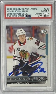 2019 Henri Jokiharju AUTO #4/28 PSA 9 YOUNG GUNS BUYBACKS RC ROOKIE 2018 Pop = 2 - Picture 1 of 2