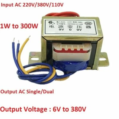 1W -300W Power Transformer 220V/380V TO 6V/9V/110V -380V Output AC Single/Dual - Image 1 of 4
