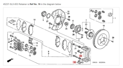 Freno delantero retenedor NSX HONDA ACURA GENUINO OEM ☆ 45237-SL0-003 ☆ Foto 1 de 2