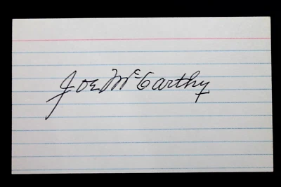 Joe McCarthy (d.1978) HOF NY Yankees Autographed Signed 3x5 Index Card JSA - Image 1 of 3