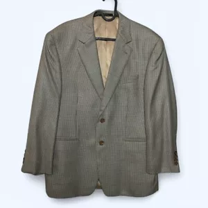 Vintage Lauren Ralph Lauren Preppy Silk Wool Blend Houndstooth Blazer Men 40S - Picture 1 of 9