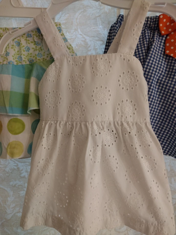 Girls Size 4-5 Kelly's Kid White Eyelet Tank Top Lined - Image 1 of 4