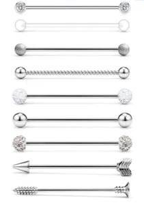 14G Industrial Barbell Earring Cartilage Helix Conch Body Piercing Jewelry Silve - Picture 1 of 1