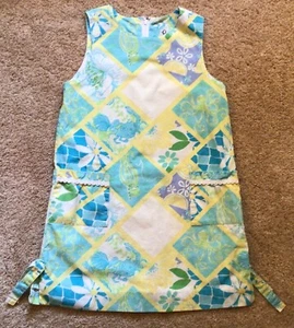 Lilly Pulitzer Dress Girls 6 Cotton Lined Sea Creatures Patchwork Shift Vintage - Picture 1 of 4