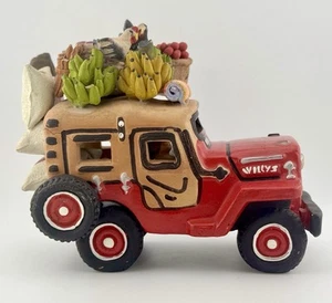 Vintage Volkskunst JEEP WILLYS "Cartagena" TERRAKOTTA SKULPTUR Kolumbien Handarbeit - Bild 1 von 9
