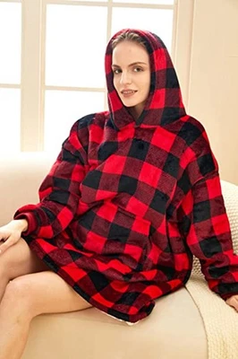 Hoodie Decke mit Ärmeln Plüsch Sherpa Deckenpullover Kuscheldecke XXL DE - Bild 1 von 4