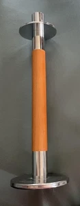 Vintage Candle Holder MCM 12” Wood & Chrome - Picture 1 of 4