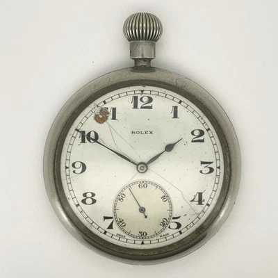 Vintage Rolex Pocket Watch WWII Era Fine British Military Nickel Silver Swiss - Image 1 of 4