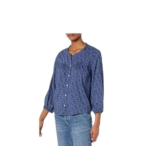 GAP Shirt Top Womens Medium Blue Animal Print Long Sleeve Button Up - Picture 1 of 7