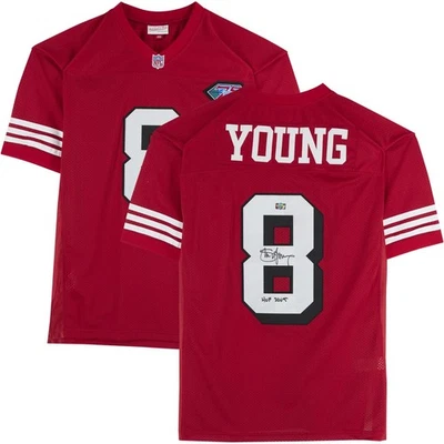 Camiseta deportiva Mitchell and Ness roja auténtica firmada por Steve Young de los 49ers de San Francisco Foto 1 de 4