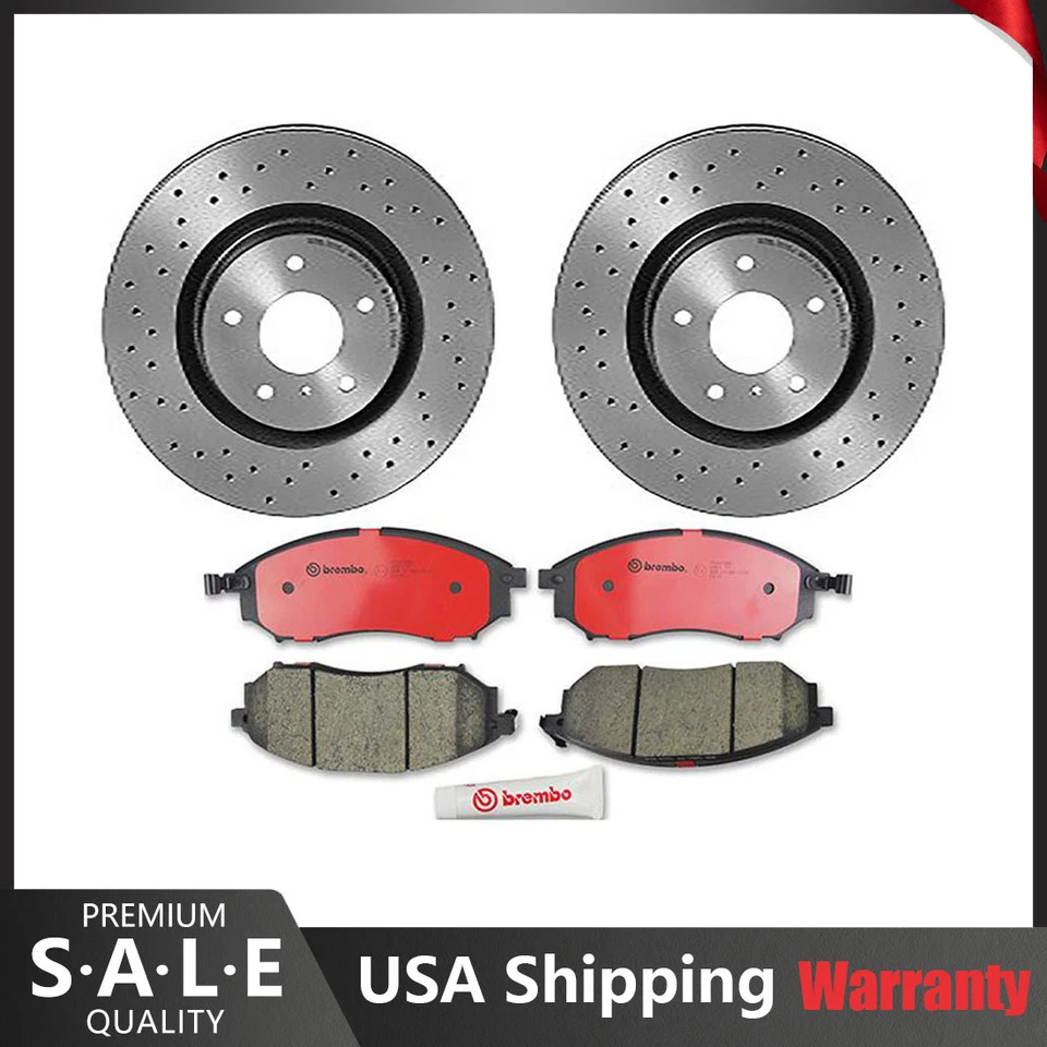 Kit de frenos delanteros Brembo rotores de disco perforados pastillas de cerámica para Nissan 350Z 3,5 L V6 Foto 1 de 4