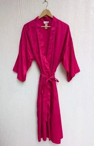 Vintage Cachet Bright Pink Long Wrap Tie Robe With Pockets Women's Size Large - Picture 1 of 5
