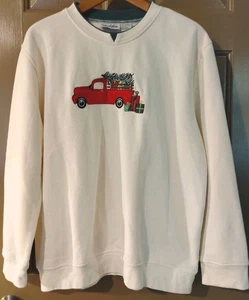 Speculation Womens Sz L Christmas Red Truck Sweatshirt Embroidered - Picture 1 of 5