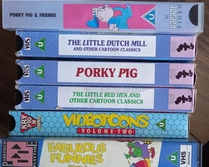 6 Vintage Childrens Cartoon VHS Video Tapes Cartoons Porky Pig Videotoons - Picture 1 of 4