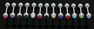 10 14g 5/8" CZ GEM Tongue Rings WHOLESALE Body Jewelry Lot WITH Duplicates - Picture 1 of 1