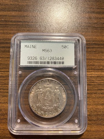 1920-P Maine Silver Half Dollar Commemorative 50C PCGS MS 63 OLD GREEN HOLDER Cover
