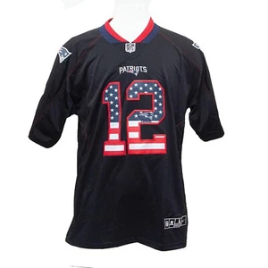 New England Patriots Tom Brady #12 NFL Nike Black Jersey American Flag Unisex LG - Picture 1 of 12