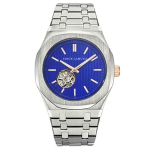 Vince Camuto Men's VC/1152BLSV Automatic Octagonal SS Watch w/ Blue Dial - Picture 1 of 10