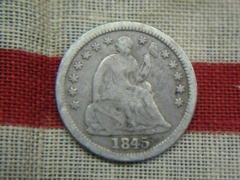 1845 UNITED STATES HALF DIME - NICE SMALL SIZE SILVER COINAGE Cover