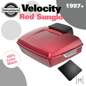 Advanblack Velocity Red Sunglo Rushmore Chopped Tour Pack Para Harley/Softail 97+ - Imagen 1 de 13