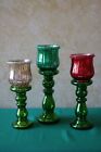 3 ILLUMINATED  MERCURY GLASS VOTIVE HOLDERS Valerie Parr Hill QVC Red Green Gold