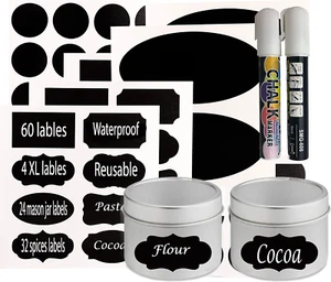 Chalkboard Jar Labels for Canning Mason Jars Premium Reusable Stickers Glass Cha - Picture 1 of 12