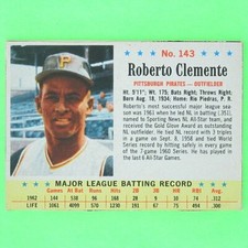 ROBERTO CLEMENTE  1963  VINTAGE  POST CARD  #143  Pittsburgh Pirates