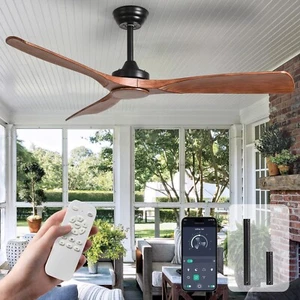52 Inch Outdoor Ceiling Fan Without Light 3 Blade Fan with Remote APP Control - Picture 1 of 25