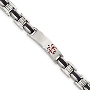 Chisel Stainless Steel Polished with Red Enamel and Black Rubber Medical ID 8 in - Picture 1 of 7