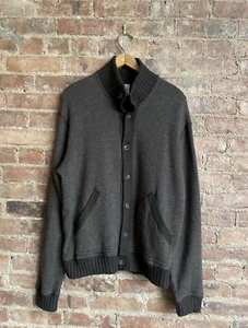 Steven Alan Men’s Cardigan Sweater, Sz XL, Gray Herringbone Merino Wool - Picture 1 of 6