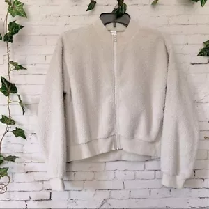 Zella Crop Teddy Bear Zip Jacket XL Faux Fur - Picture 1 of 7