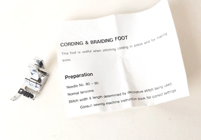 Cording & Braiding Foot Low Shank Sewing Machine Attachment - Image 1 of 3