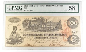 1862 $100 Confederate States Of America T-39 Choice About Unc 58 PMG PF1 *5476 - Picture 1 of 3