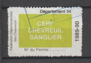 France Revenue Stamp Fiscal Fiscaux Permis Chasse Hunting License 1990 Sanglier - Picture 1 of 1