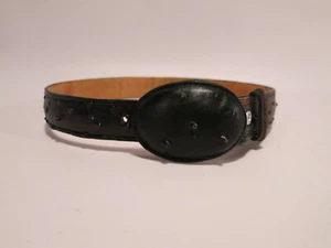 El General Full Quil Black Ostrich Leather Belt Men's / Women's sz 26 25 - Picture 1 of 5