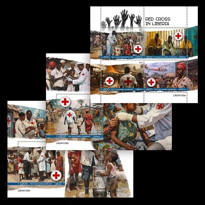 Red Cross in Liberia MNH Stamps 2024 Liberia M/S + 2 S/S - Image 1 of 4