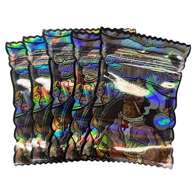 Sealable Mylar Bags 3.5 G Holographic Mylar Packaging Bags Old Money Silky Foto 1 de 4